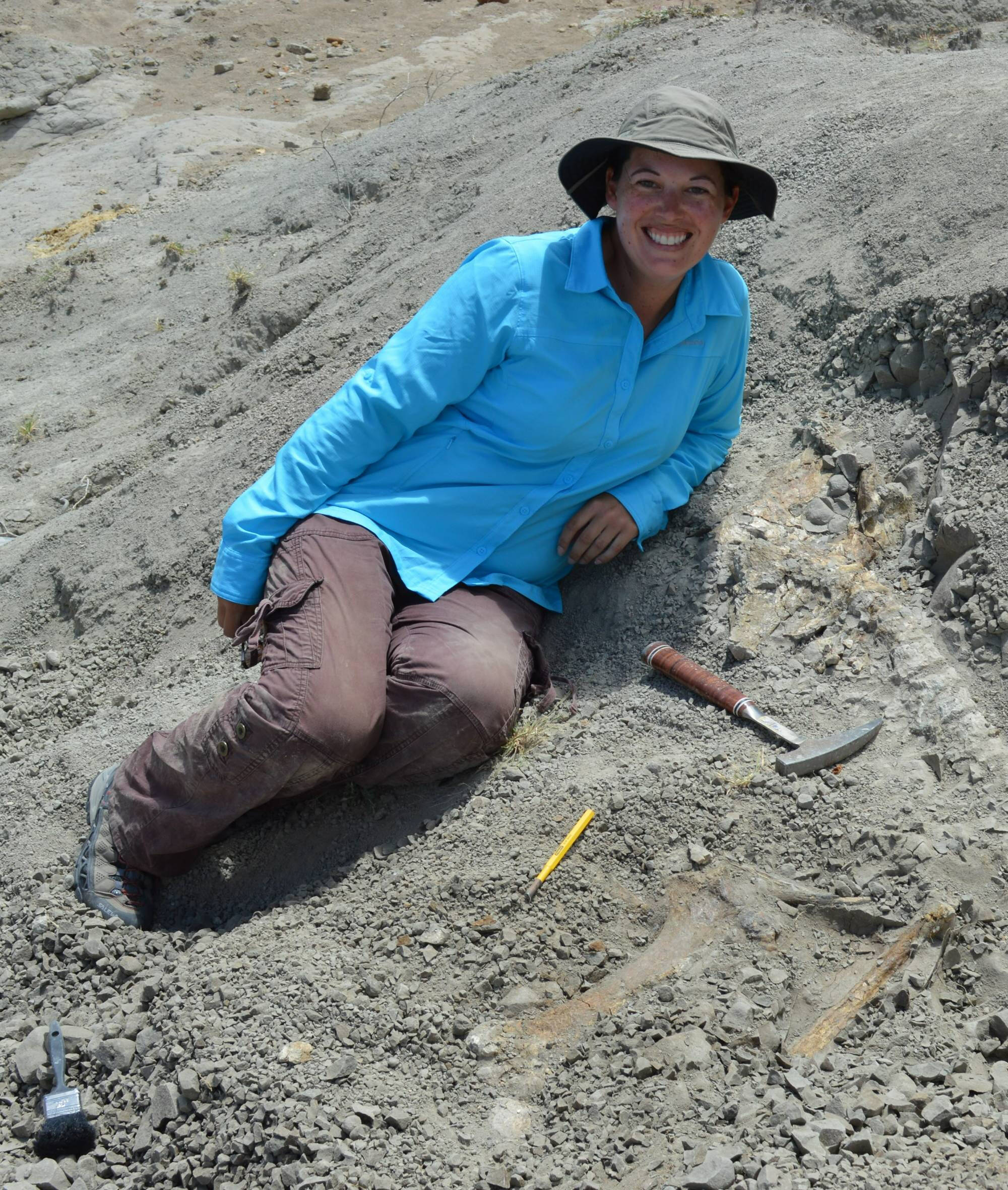 Photo of Kim Hendricks at a fossil dig site